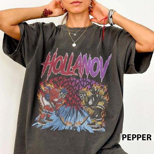 Team Hollanov Ice Hockey Skull Vintage Comfort Colors Shirt