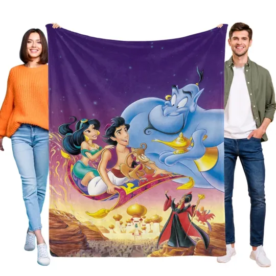 Discover Disney Aladdin Fleece Bed Blanket Gift For Friends, Kids V1