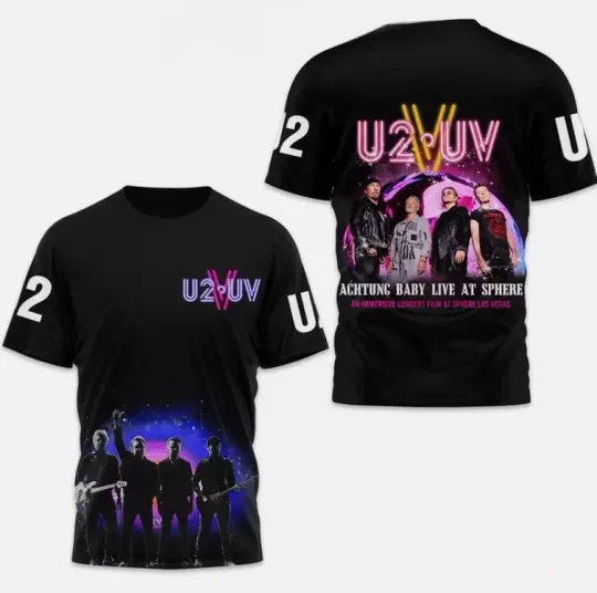 Discover U2 UV Achtung Baby Live At Sphere AOP 3D T Shirt Size S-5XL