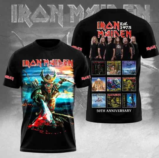 Discover 1Iron Maiden Est 1975 50Th Anniversary 3D Apparel T-Shirt