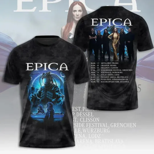 Discover Epica Tour 2025 Date Lists 3D T-shirt All size