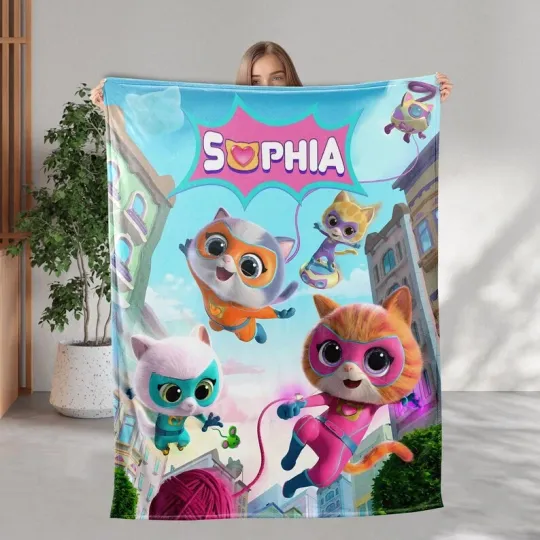 Discover Personalized Disney Superkitties Fleece Bed Blanket Gift For Friends, Kids V2