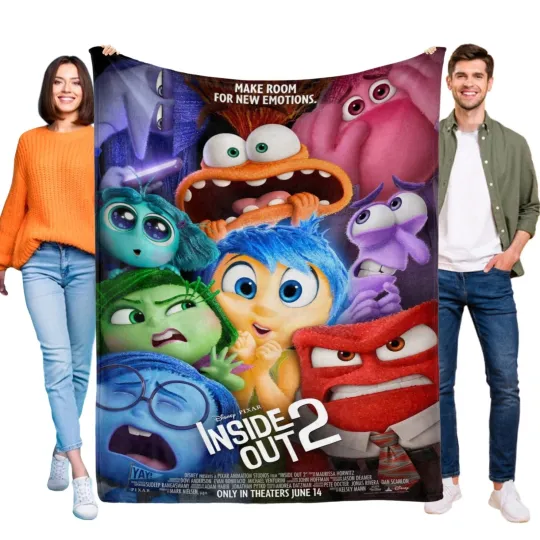 Discover Disney Inside Out 2 Fleece Bed Blanket Gift For Friends, Kids