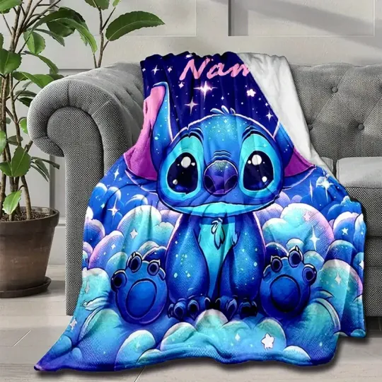Discover Stitch character Cozy Custom Name Super Soft Plush Mink Touch Fleece Blanket US