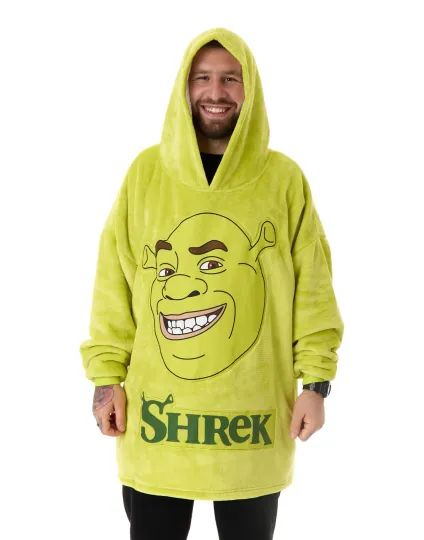 Discover Shrek Green Character Face Blanket Hoodie Unisex