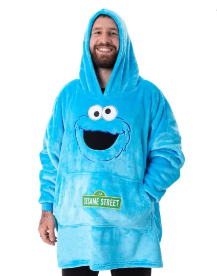 Sesame Street Blue Cookie Monster Blanket Hoodie Unisex