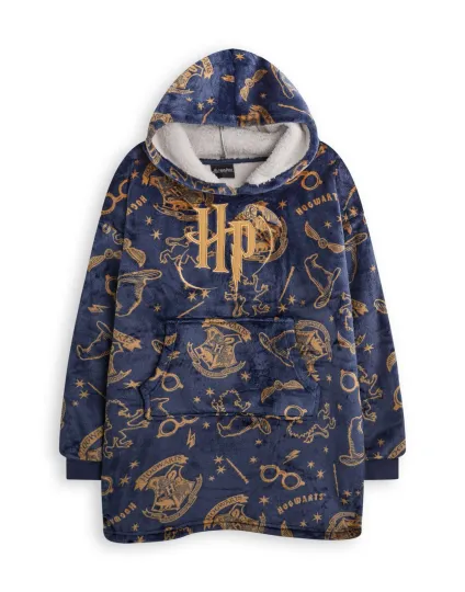 Harry Potter Blue Embroidered Logo Blanket Hoodie for Girls