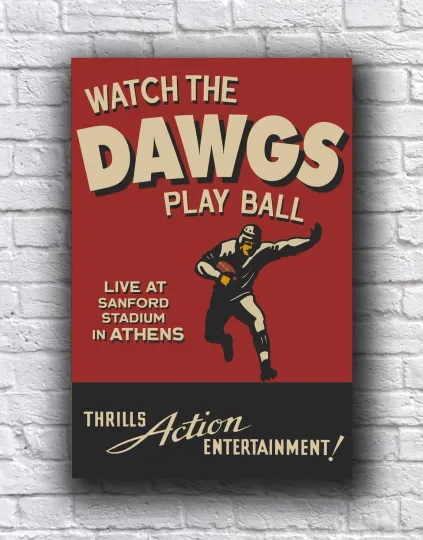Discover GA Bulldogs Dawgs Football Vintage Style Vertical Poster