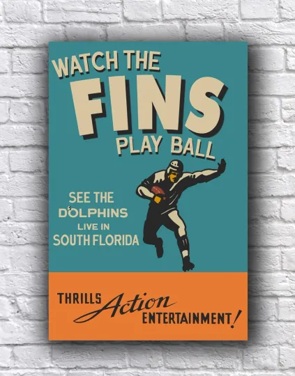 Miami Dolphins Vintage Style Vertical Poster