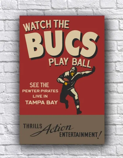 Tampa Bay Buccaneers Football Vintage Style Live Cardstock Poster