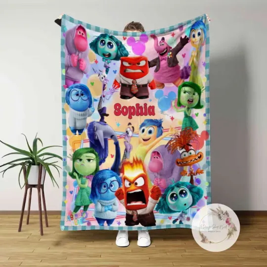 Discover Personalized Disney Inside Out 2 Characters Blanket Gift For Friends, Kids