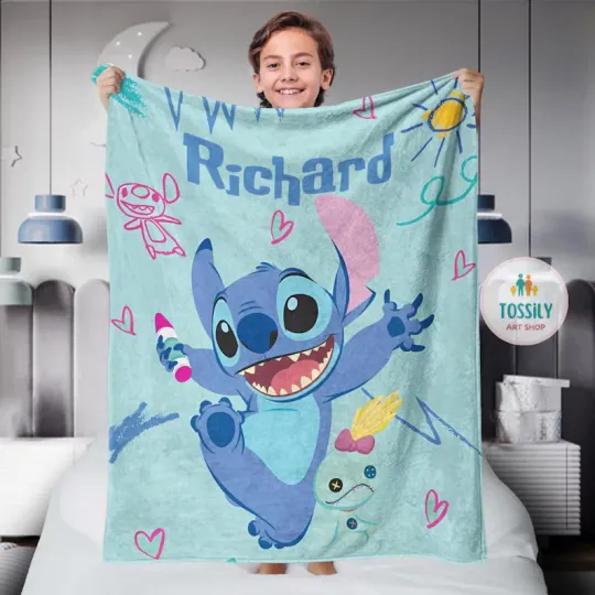 Discover Personalized Disney Lilo And Stitch Blanket Gift For Friends, Kids