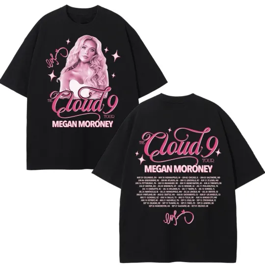 Discover Megan Moroney Cloud 9 Tour Retro Country Concert T-Shirt Two Sided