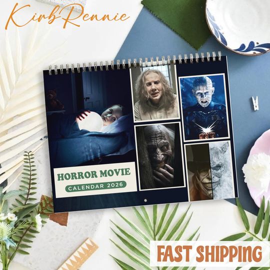 Discover Horror Movie 2026 Calendar, Horror Movie Monthly Wall Calendar, 2026 Horror Movie Calendar Size 8.5" x 11"