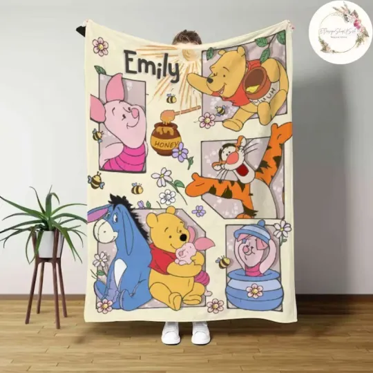 Discover Personalized Disney Winnie The Pooh Blanket Gift For Friends, Kids