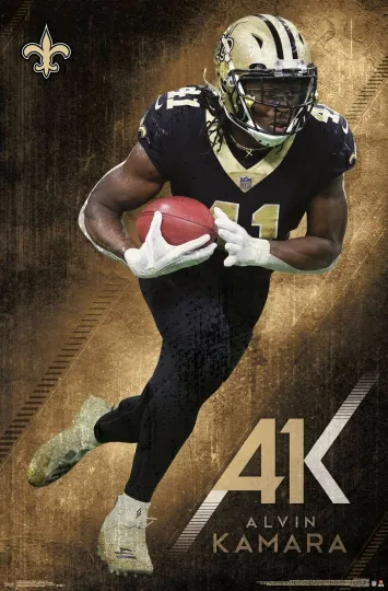 Alvin Kamara AK41 New Orleans Saints Football Poster Vertical Wall Art