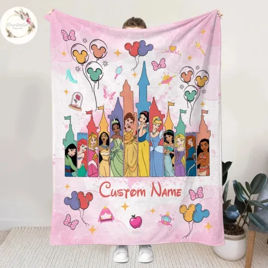 Discover Personalized Disney Princess Custom Name Fleece Blanket