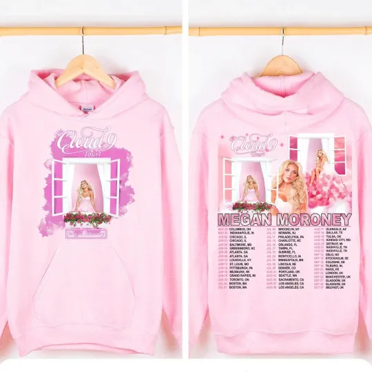 Discover Megan Moroney Cloud 9 Tour, Pink Megan Moroney Music Album 2 Side Hoodie