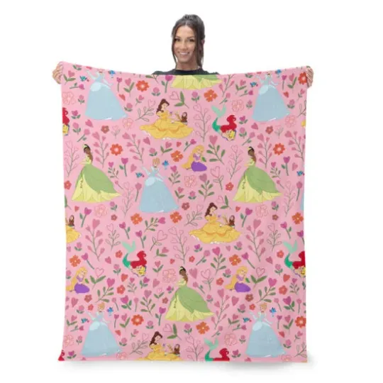 Discover Disney Princess Floral Repeat Disneyland Fleece Blanket