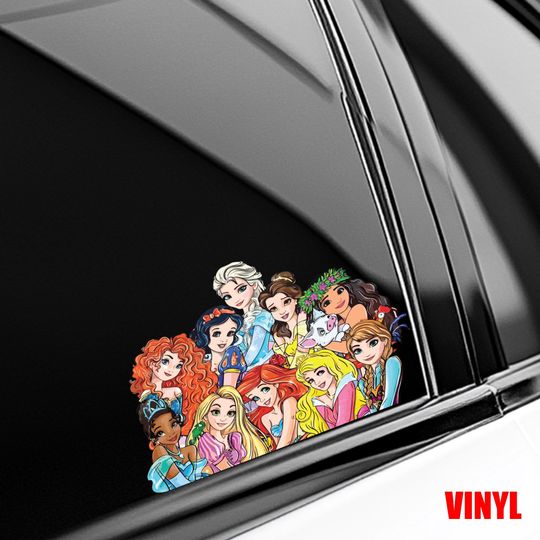 Discover Custom Disney Princess Peeker Peeking Sticker, Car Decals Waterproof Laptop Decals, Disney Character Princess Stickers C1JO16