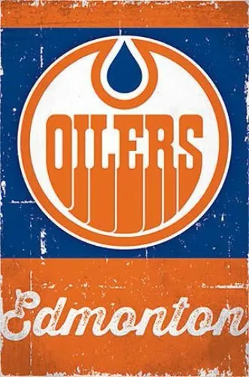 Discover Edmonton Oilers Retro 1970s Vintage Style Official Team Logo Wall Poster