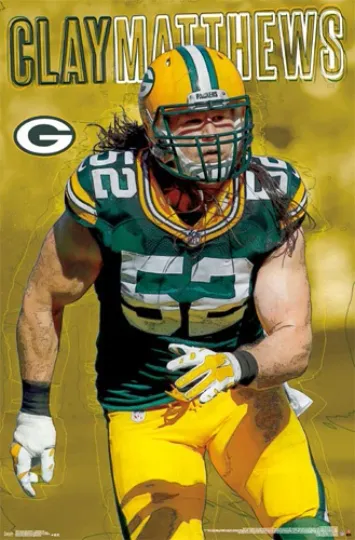 Clay Matthews Green Bay Packers Vertical Poster Football Art