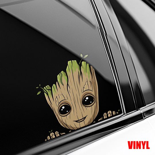 Baby Groot Peeking Peeker Sticker,Car Vinyl Decal, Window Sticker,Cute Water Resistent Sticker, Kids Sticker