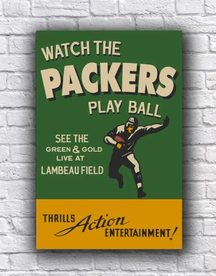 Green Bay Packers Football Vintage Style Lambeau Field Poster