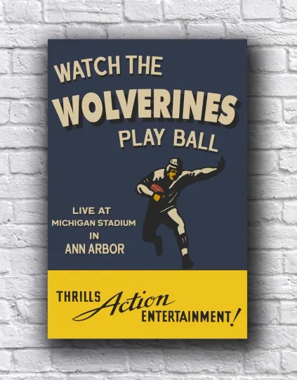 Michigan Wolverines Football Vintage Style Live in Ann Arbor Cardstock Poster
