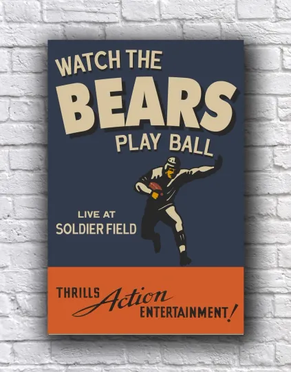 Chicago Bears Vintage Football Poster - Soldier Field Cardstock Vertical Artwork
