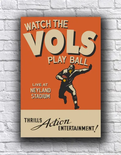 Discover Tennessee Volunteers Live in Knoxville Neyland Vintage Style Cardstock Poster