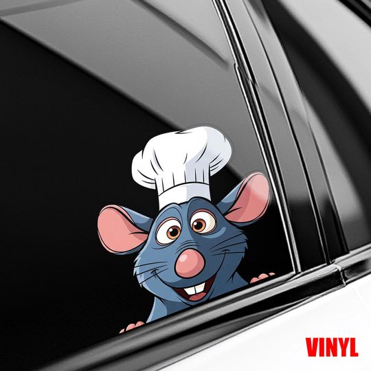 Discover Little Chef Remy Peeker Peeking Car Window Decals - Ratatouille Bumper Waterproof Stickers - Pack Stickers C1JJ33