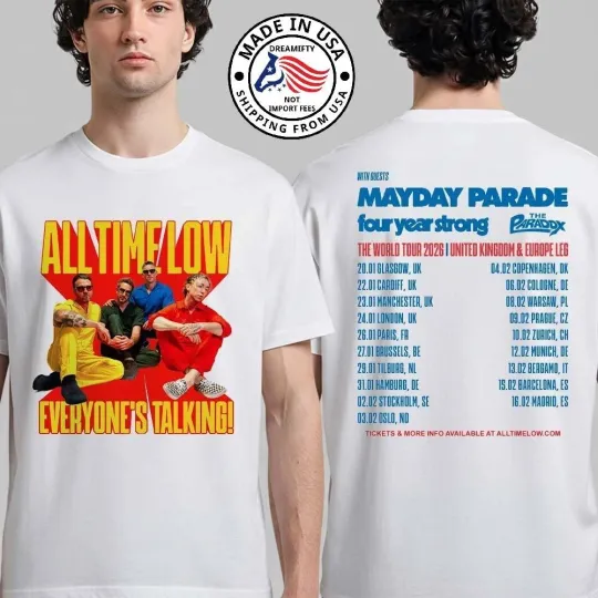 Discover All Time Low Everyone's Talking The World Tour 2026 T-Shirt