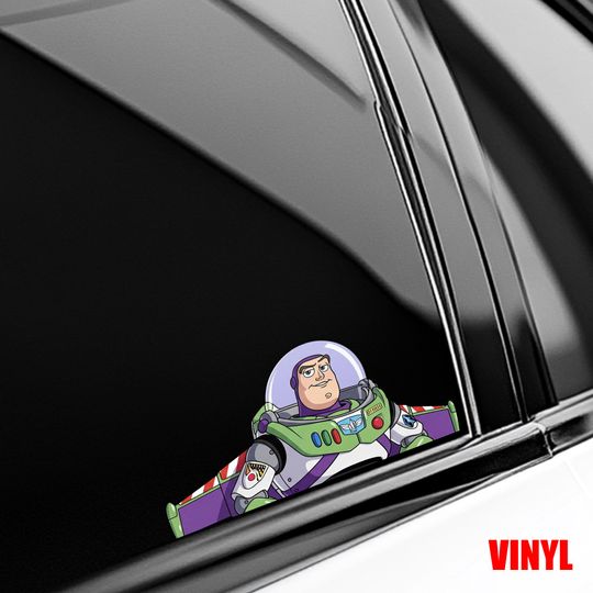 Discover Buzz Lightyear Peeker Peeking Car Window Decals - Bumper Waterproof Stickers - Toy Story - Pack Stickers C1JJ29