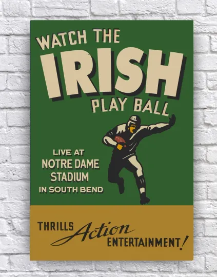 Discover Irish Football South Bend Vintage Cardstock Poster