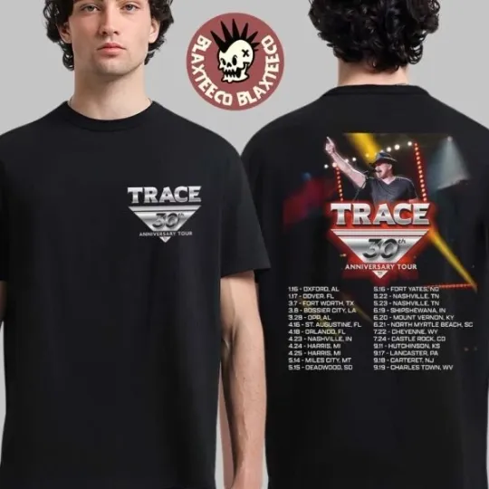 Discover Trace Adkins 30th Anniversary Tour 2026 North America City Dates T-Shirt