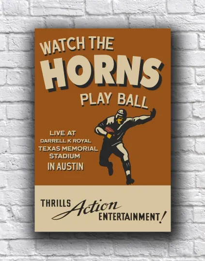 Texas Longhorns Vintage Style Cardstock Vertical Poster
