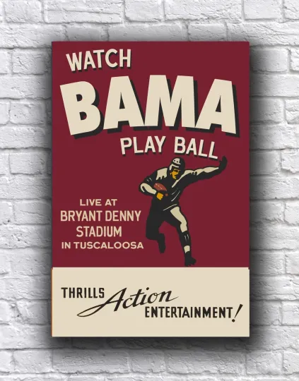 Discover Albm Crimson Tide Bama Football Vintage Style Poster - Tuscaloosa Cardstock Vertical Poster