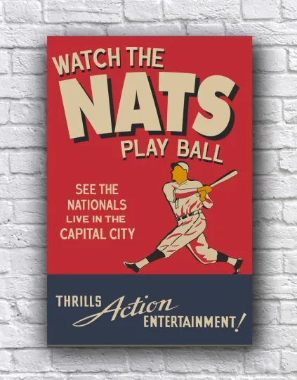 Discover Washington Nationals Live Vintage Style Live in D.C. Play Ball Cardstock Poster