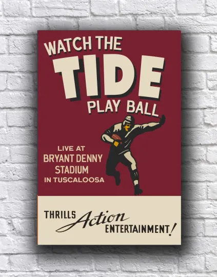 Discover Crimson Tide Football Vintage Style Tuscaloosa Poster