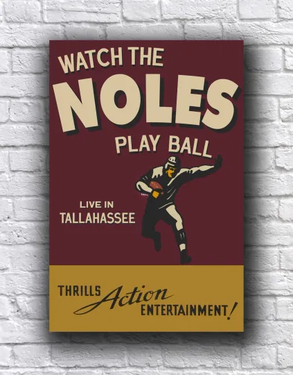 Discover Florida State Seminoles Vintage Style Tallahassee Cardstock Poster