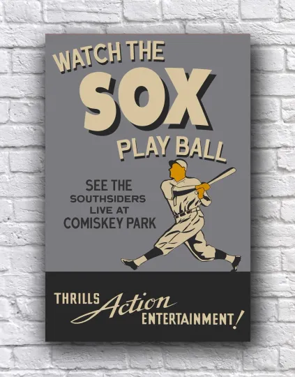 Chicago White Sox Vintage Style Play Ball Poster - Comiskey Park