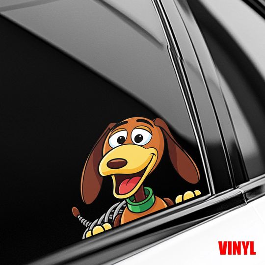 Funny Slinky Dog Peekapoo Peeker Car Window Decal - Bumper Vinyl Sticker - Toy Story - Pack Stickers