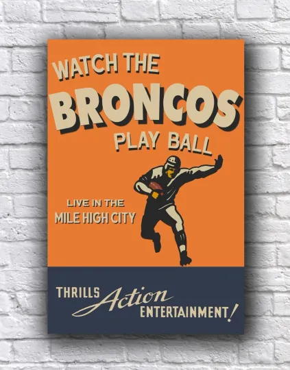 Denver Broncos Vintage Style Vertical Poster