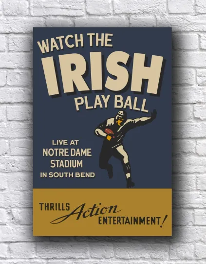 Discover ND Irish Football Vintage Style Vertical Poster