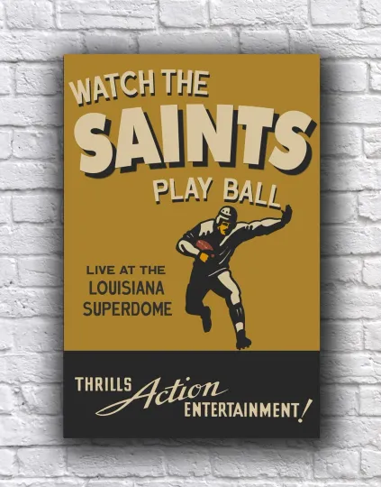 New Orleans Saints Vintage Football Poster - Louisiana Superdome Vertical Wall Art