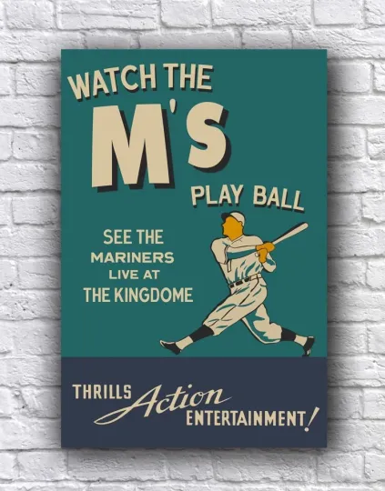 Discover Seattle Mariners Vintage Style Play Ball Poster