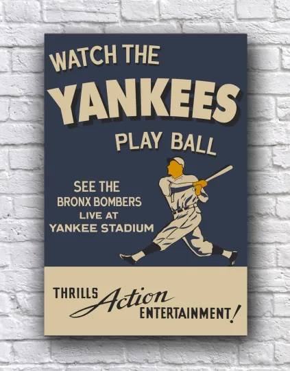 Discover New York Yankees Vintage Style Play Ball Poster