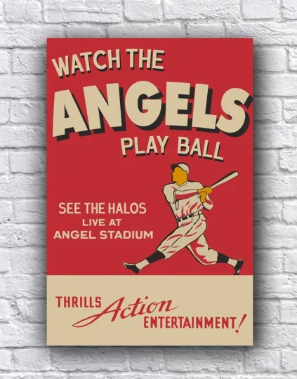 Discover Los Angeles Angels Anaheim California Vintage Style Play Ball Cardstock Poster