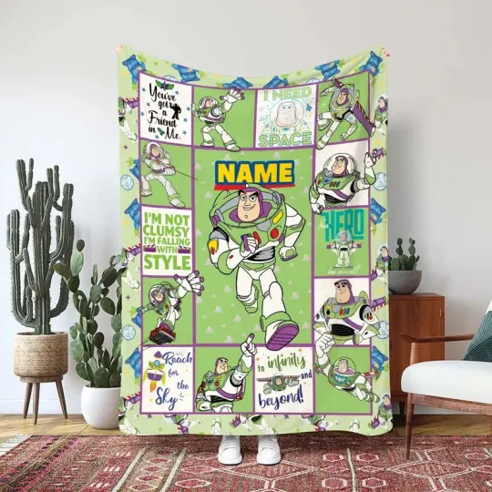 Discover Personalized Disney Buzz Lightyear Toy Story Fleece Blanket